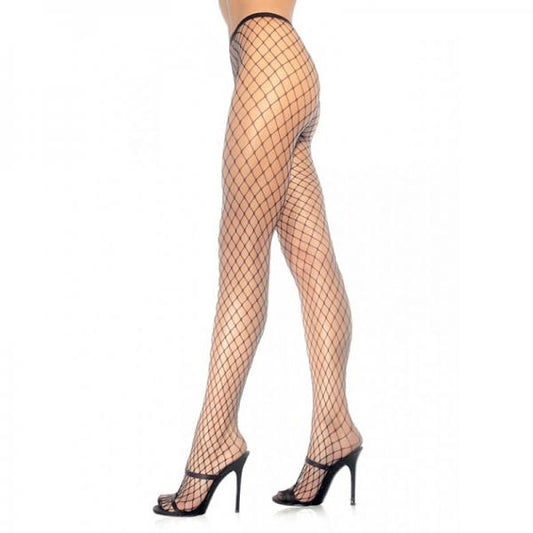 Spandex Diamond Panty Hose O/S Black