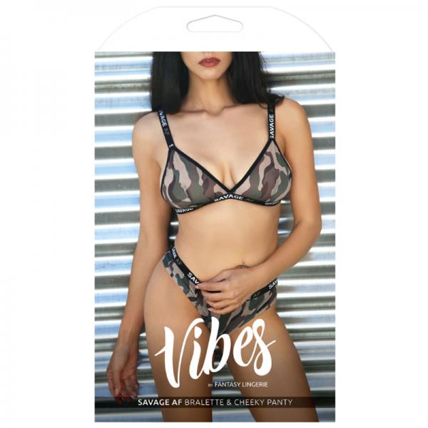 Vibes Savage AF Bralette & Cheeky Panty Camouflage L/XL