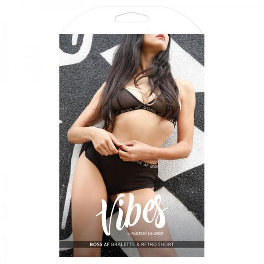 Vibes Boss Af Bralette & Retro Short Sm