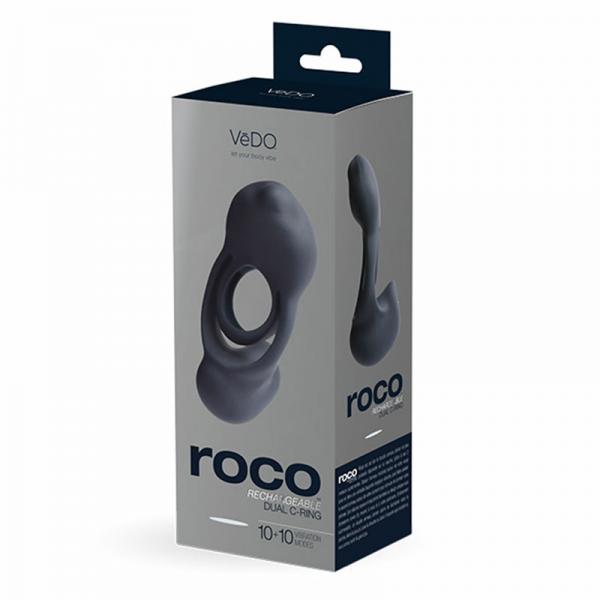 Vedo Roco Rechargeable Dual Motor Vibrating Ring - Just Black