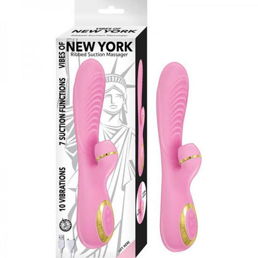 Vibes Of New York Ribbed Suction Massager Pink