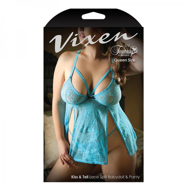 Vixen Kiss & Tell Lace Split Babydoll & Panty Queen